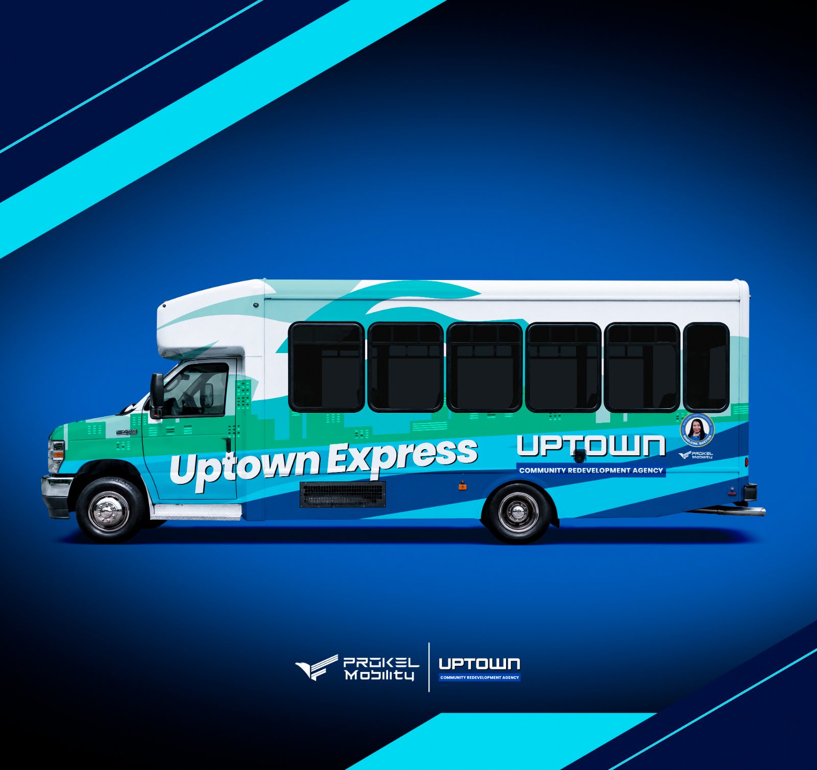 Uptown Express shuttle bus, blue route