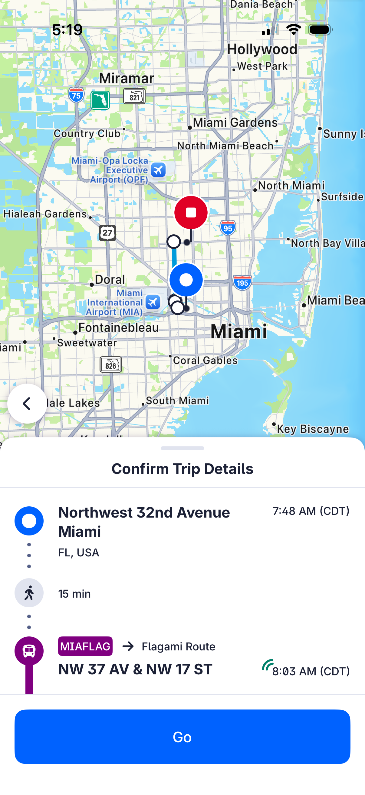RideKel trip confirmation screen