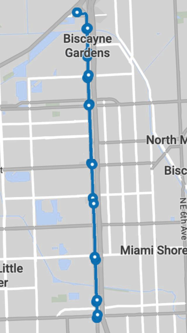 Uptown Express route map; stops are also listed in text below